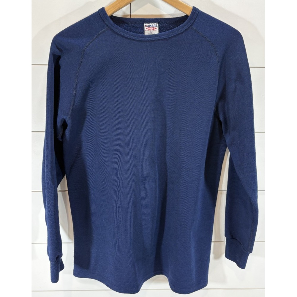 Vintage Damart Thermolactyl Sweatshirt Men's Large L Navy Blue Fleece Crewneck